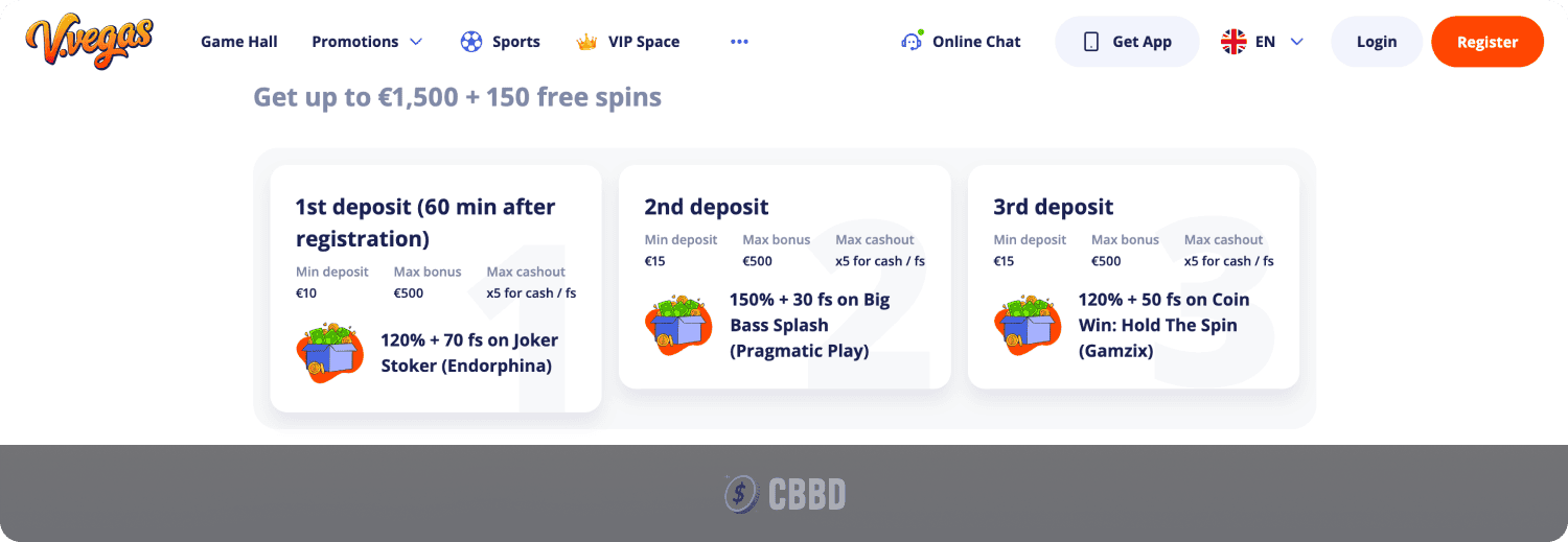 V.Vegas Casino bonus dobrodošlice